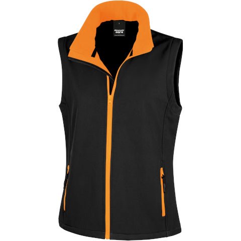 Result Core Women's Printable Softshell Bodywarmer - Black/Orange - Outland Gear